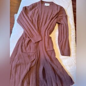 Maroon | Red Pink Rose Textured Cardigan